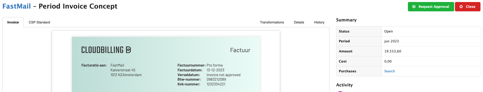 Figure Invoices 6: Example view invoice viewer