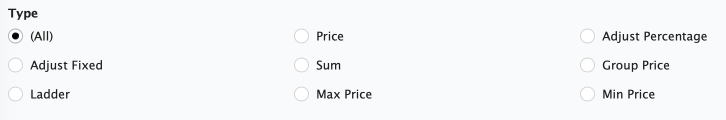 Figure Pricing Rules 3: Pricing rule types