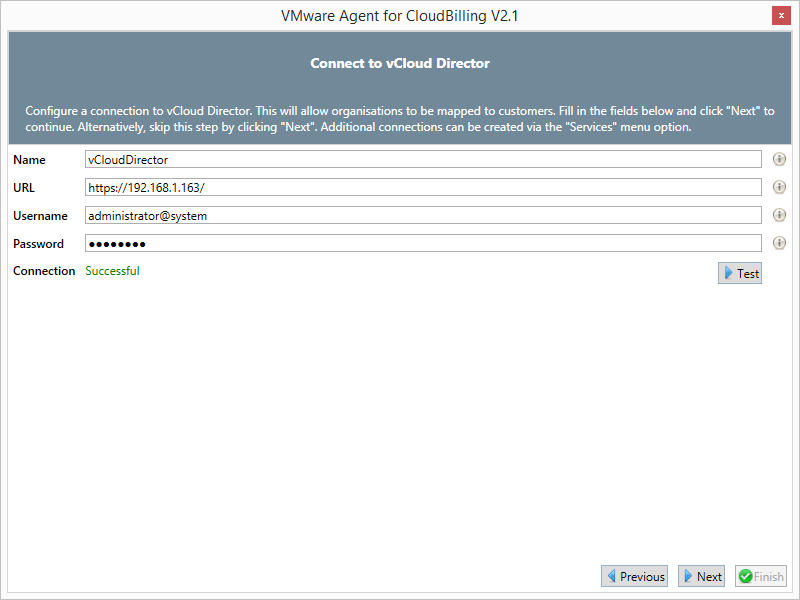 *Figure 5:* The Connect to a vCloud Director screen.