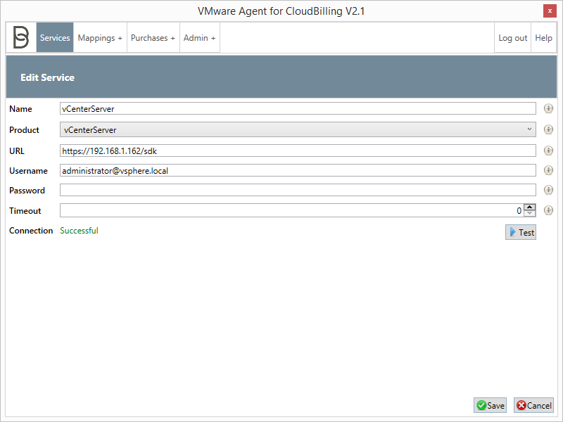 *Figure 2:* The Edit Service Mapping screen.