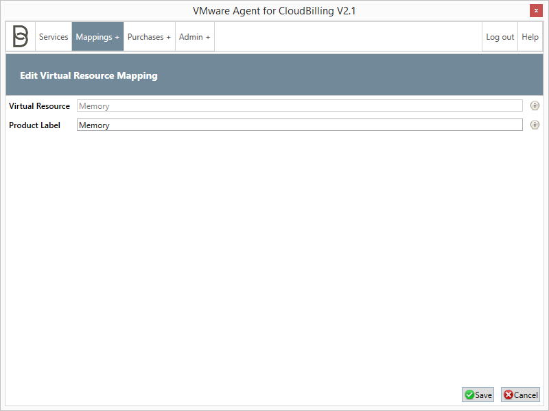 *Figure 2:* The Edit Virtual Resource Mapping screen.