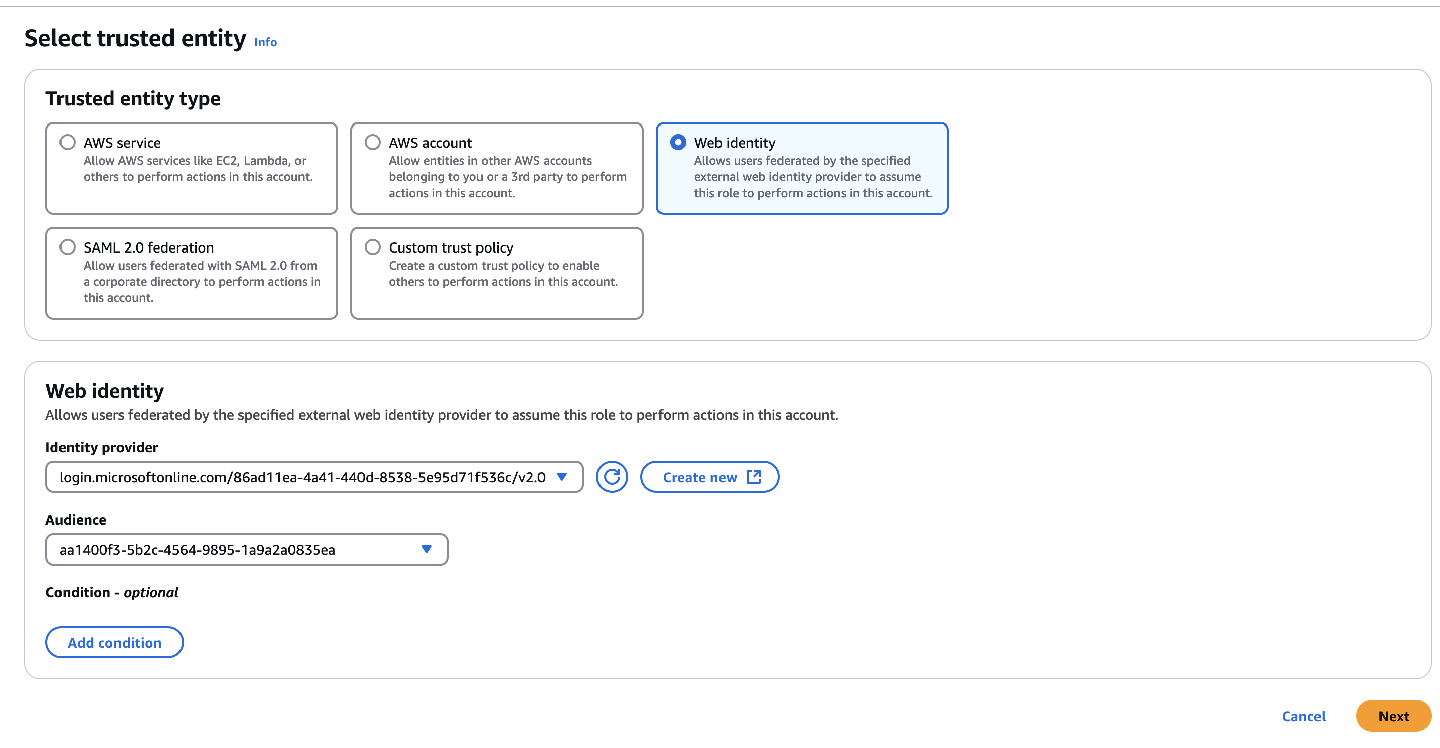 Figure AWS Connector 20: Defining a role