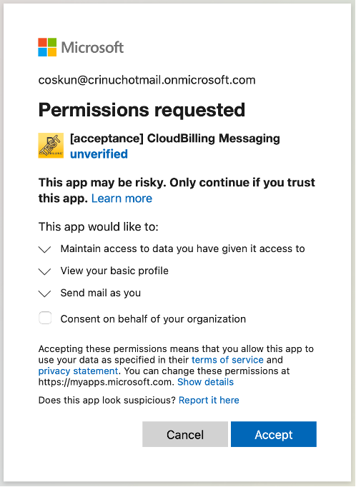 Figure Messaging 7: Microsoft 365 Graph Permissions Requested Screen
